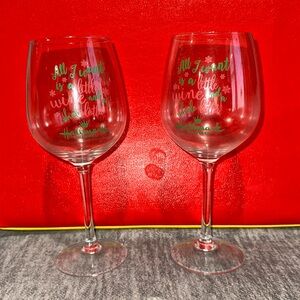 “All I want is a little wine…. And alotta Hallmark Christmas Channel” wine glass